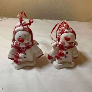 Charming Snowman Ornaments with Red and White Plaid